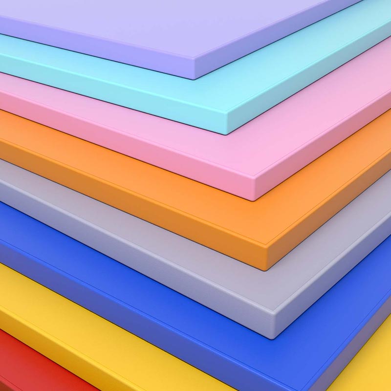 stack of coloured pvc boards